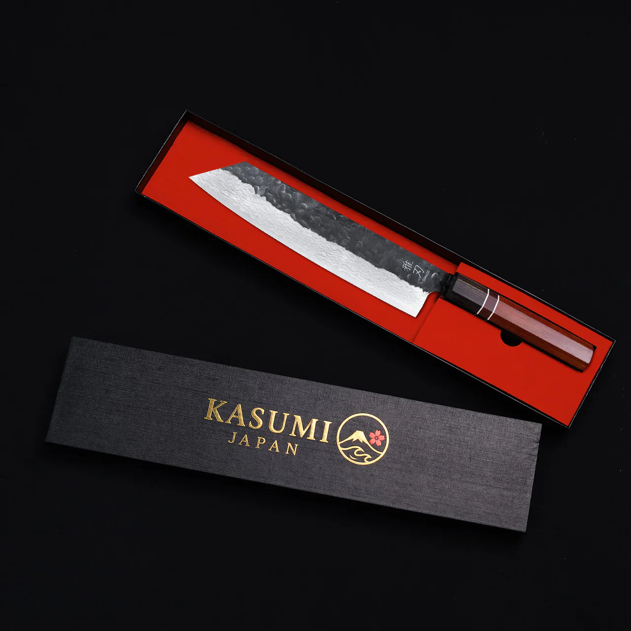 Bunka Aogami Damascus Red Ebony Wood Handle + Whetstone - Image 5