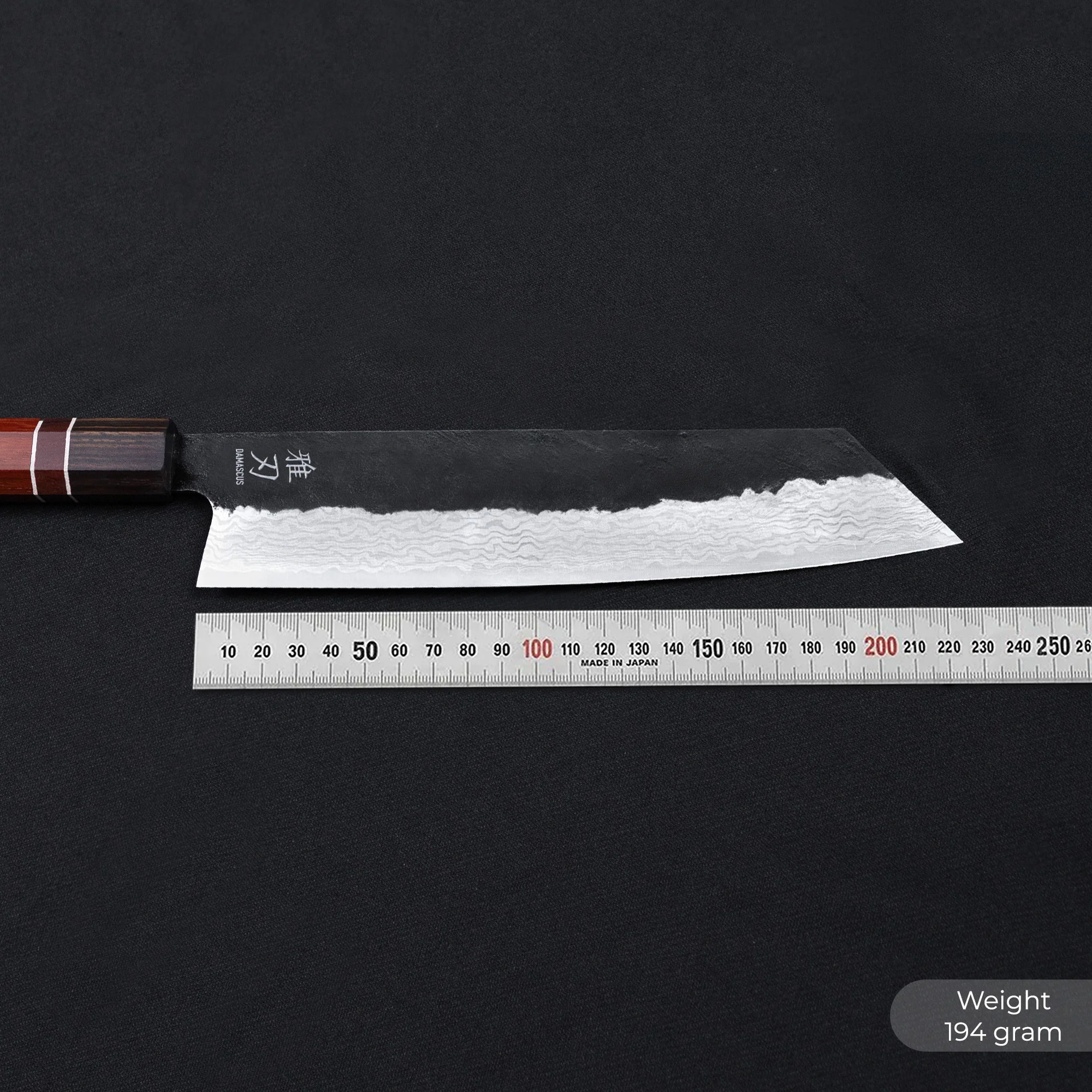 Bunka Knife - Damascus Red Ebony Wood Handle - Image 3