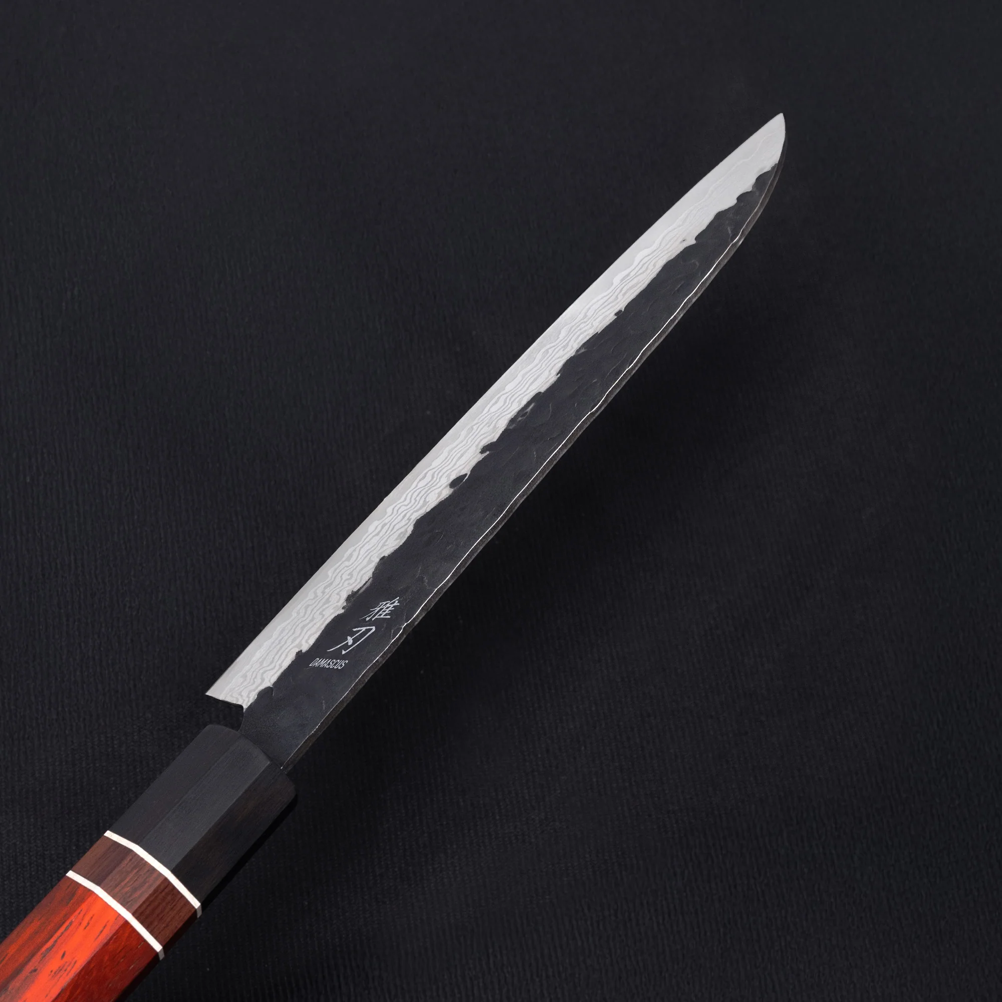 Santoku Knife - Damascus Ebony Wood Handle - Image 4