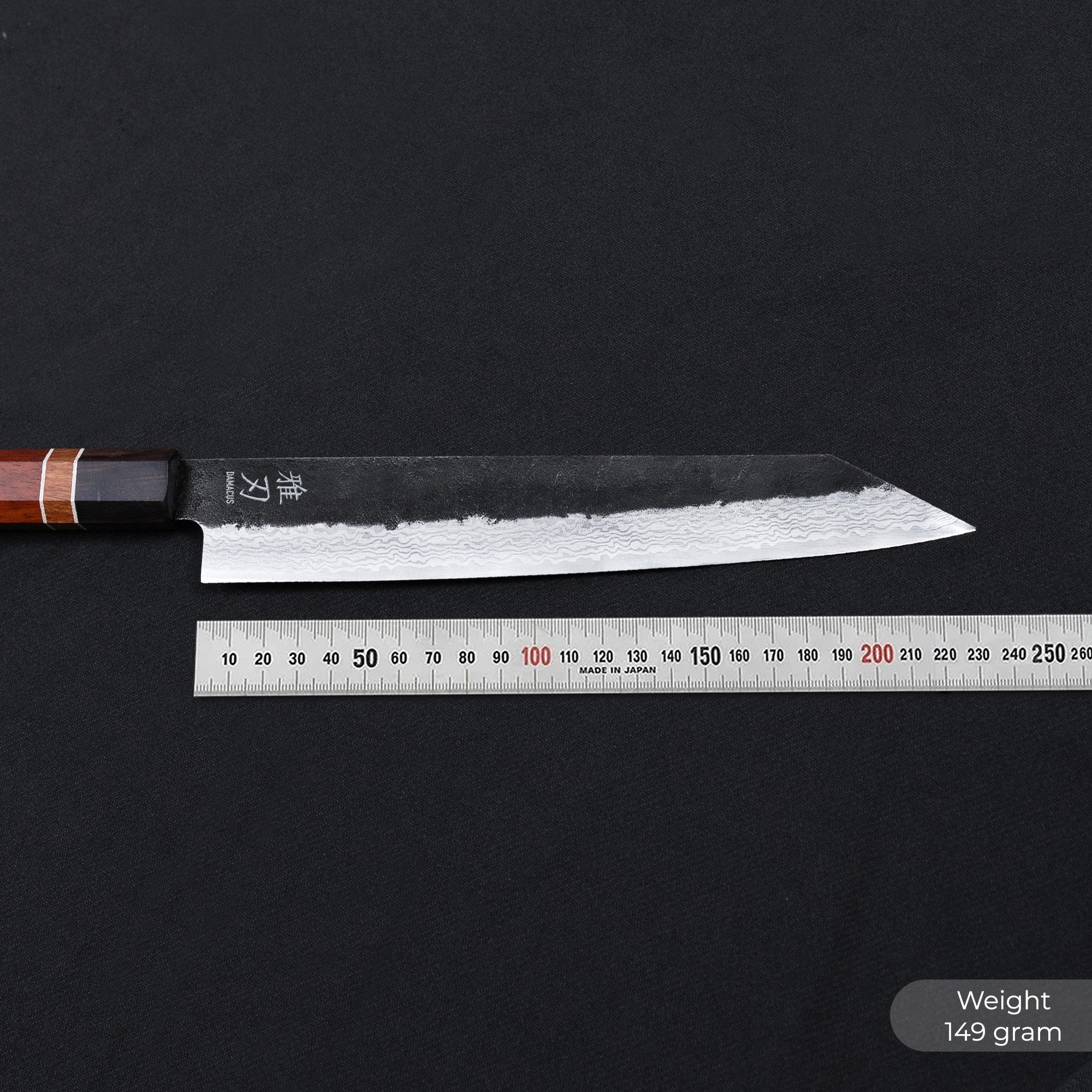 Kiritsuke Knife - Damascus Red Ebony Wood Handle - Image 3
