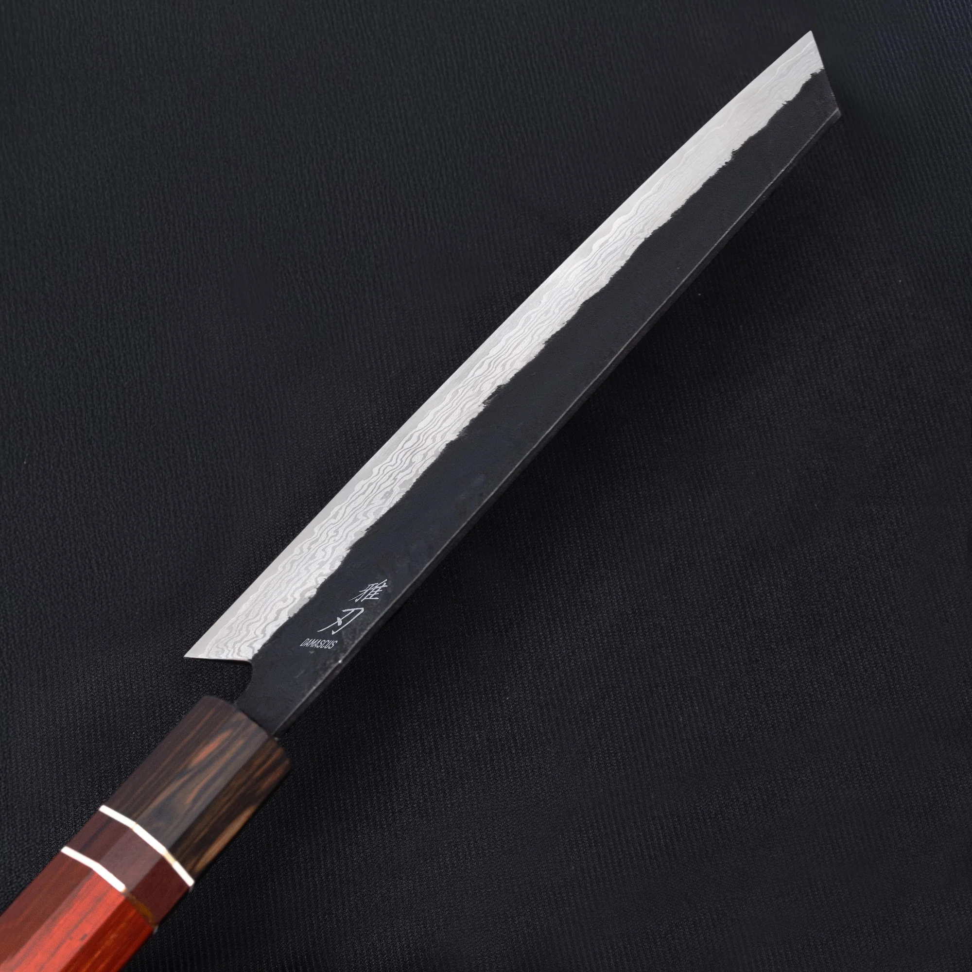 Bunka Knife - Damascus Red Ebony Wood Handle - Image 5