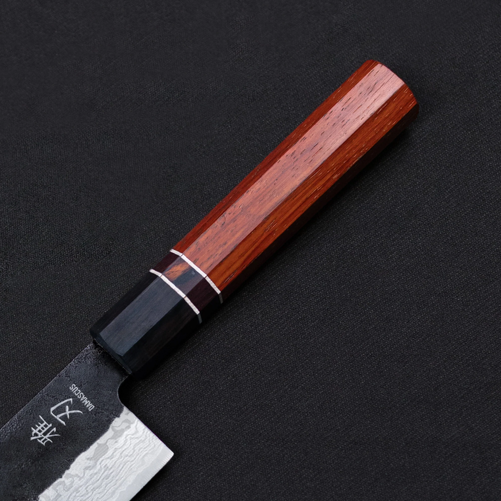 Kiritsuke Knife - Damascus Red Ebony Wood Handle - Image 6