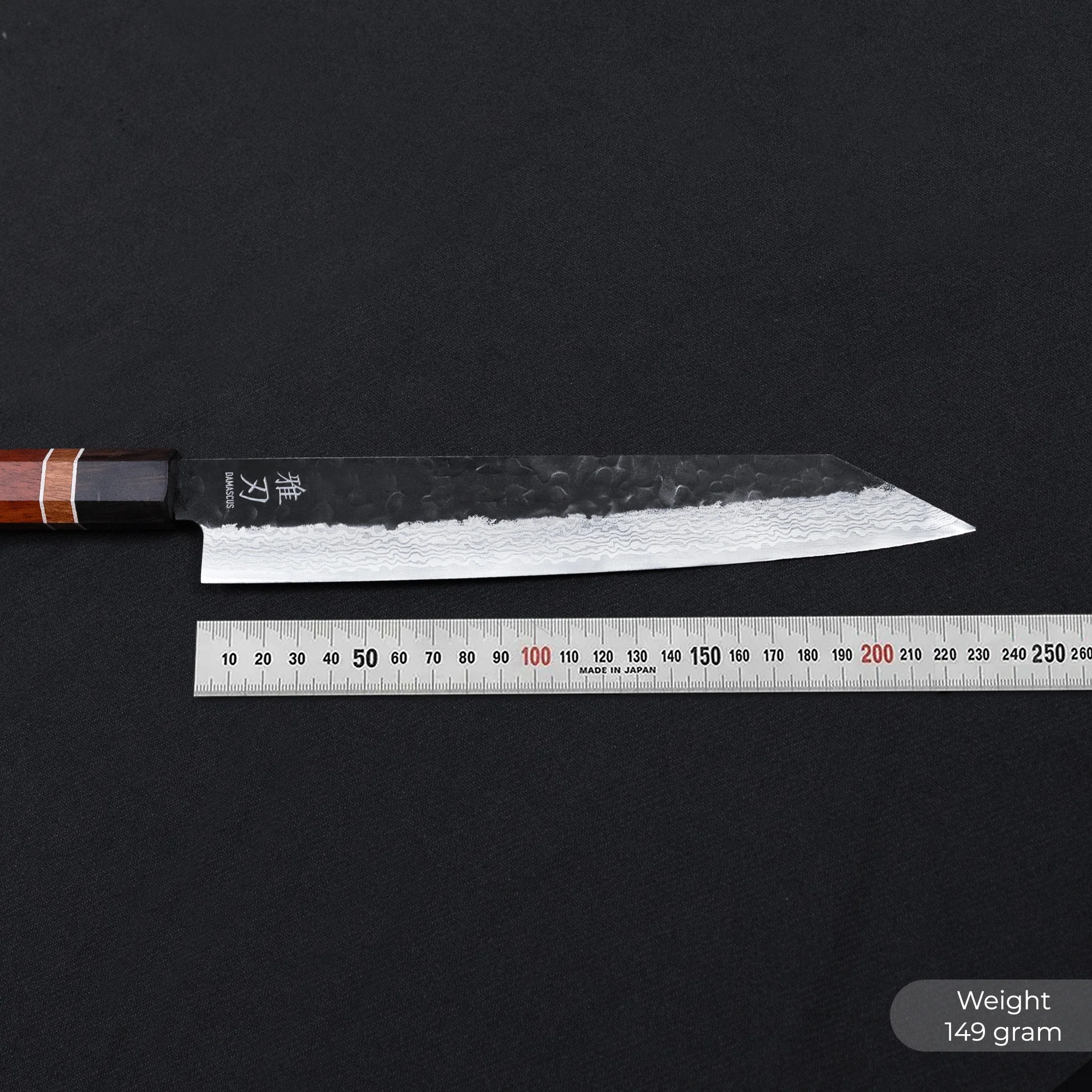 Kiritsuke Knife - Damascus 2 Red Ebony Wood Handle - Image 3