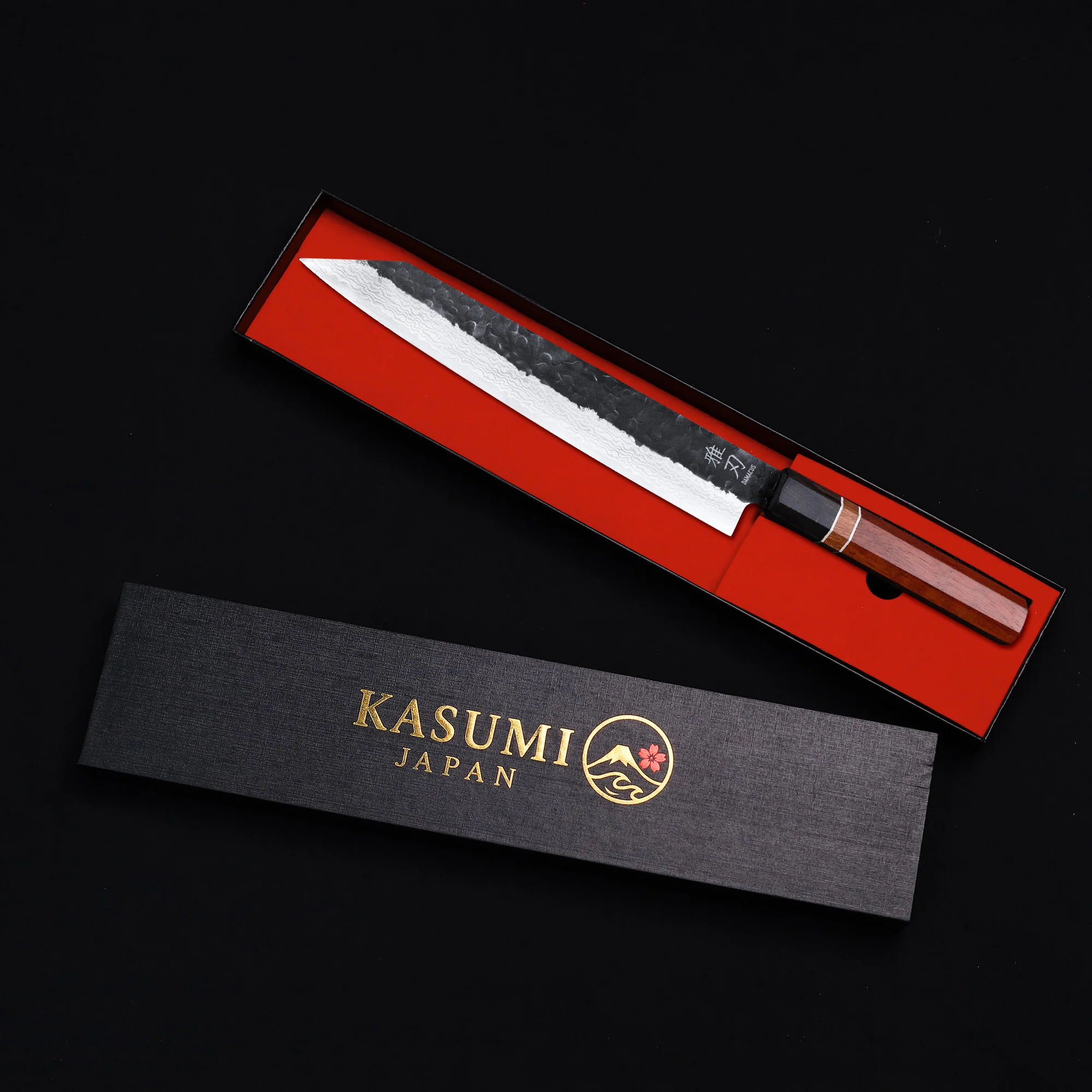Kiritsuke Knife - Damascus 2 Red Ebony Wood Handle - Image 7