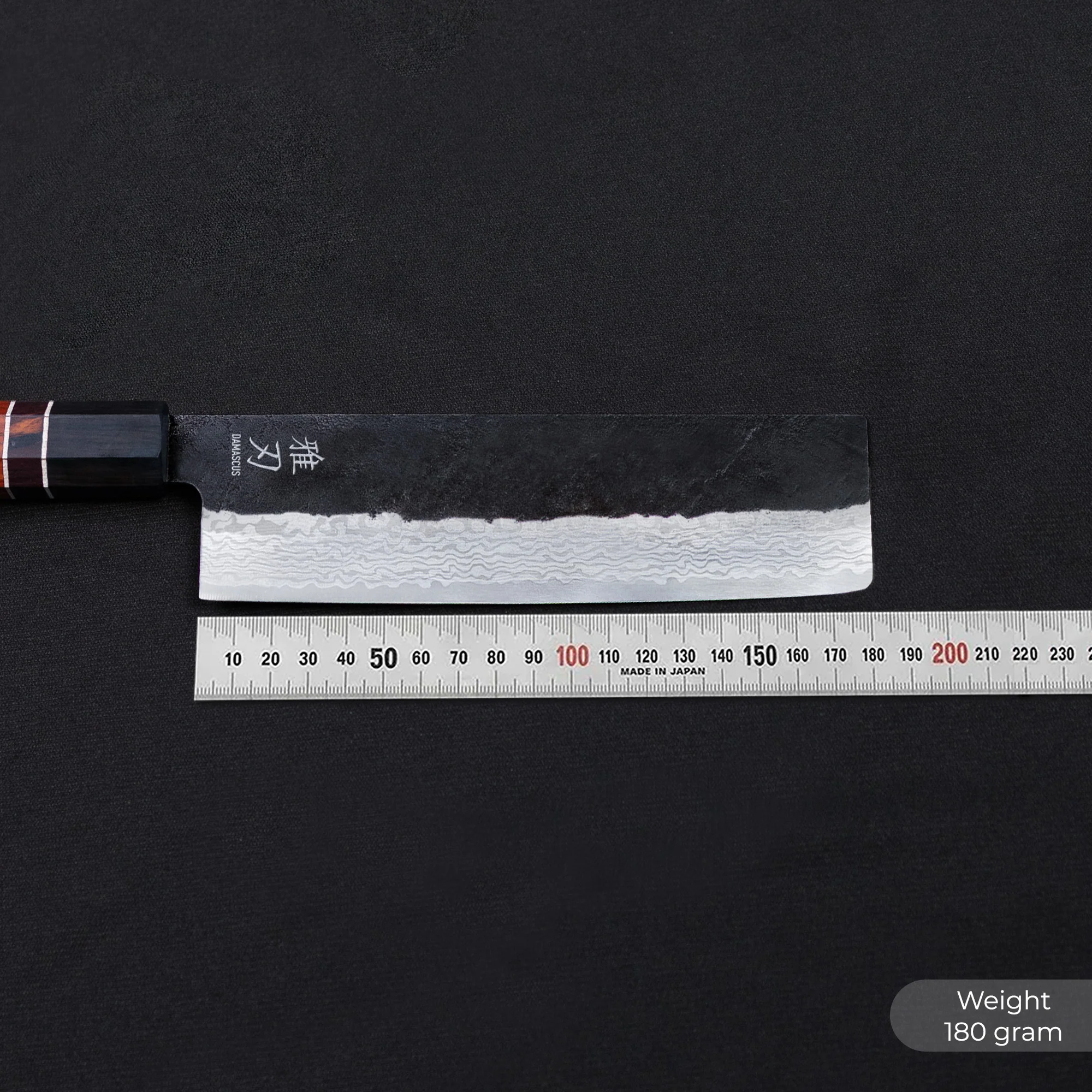 Nakiri Knife - Damascus Red Ebony Wood Handle - Image 3