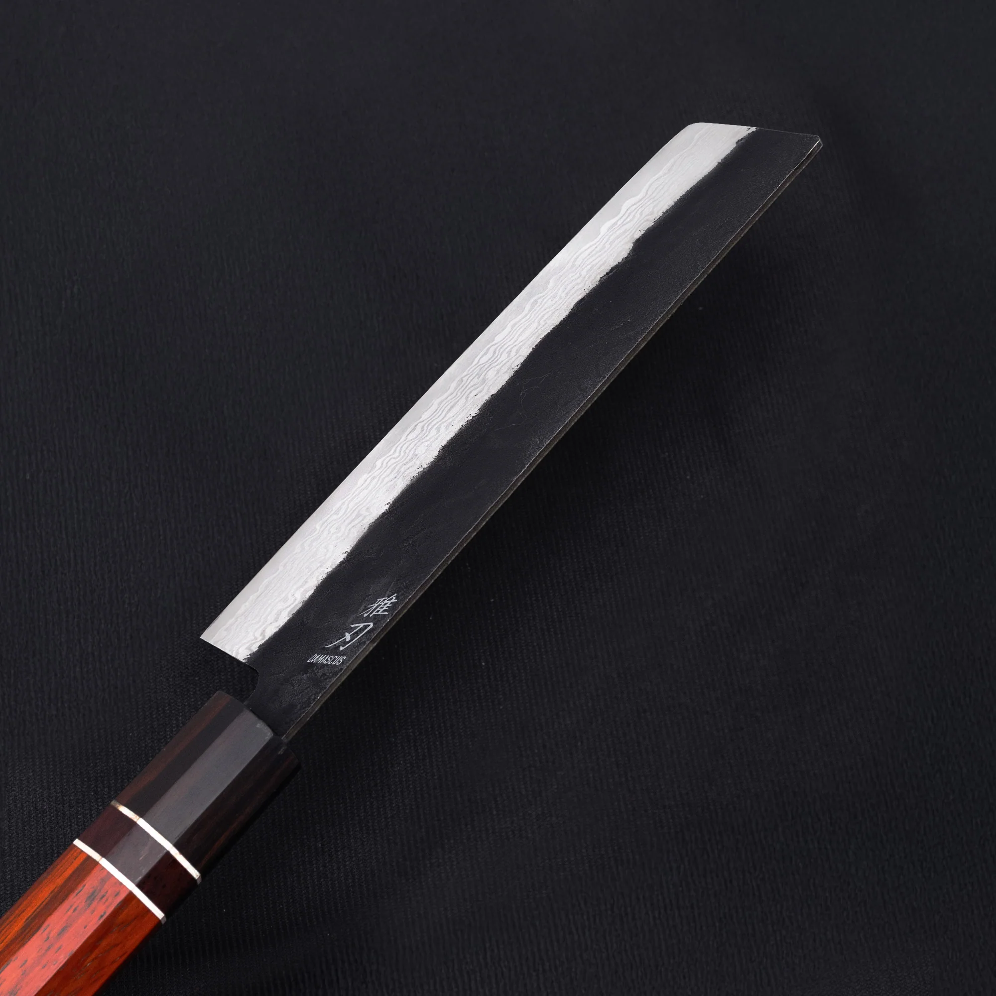 Nakiri Knife - Damascus Red Ebony Wood Handle - Image 6