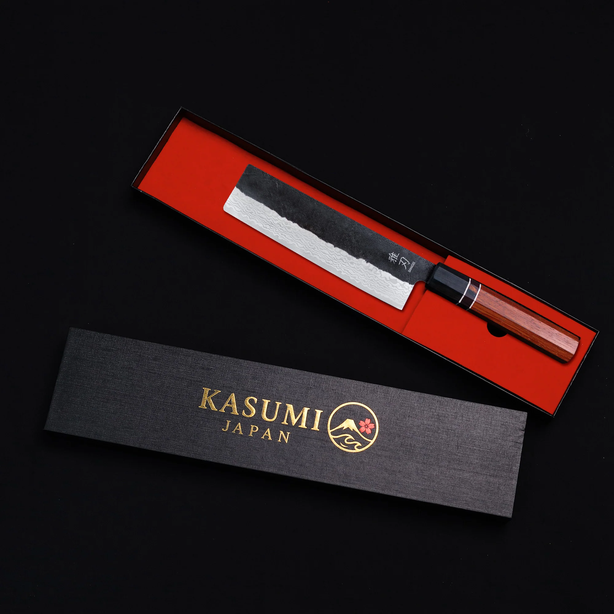 Nakiri Knife - Damascus Red Ebony Wood Handle - Image 7