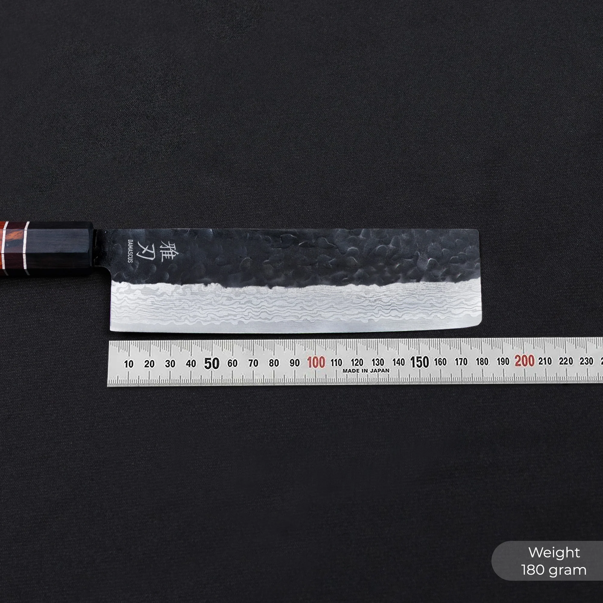 Nakiri Knife - Damascus 2 Red Ebony Wood Handle - Image 3