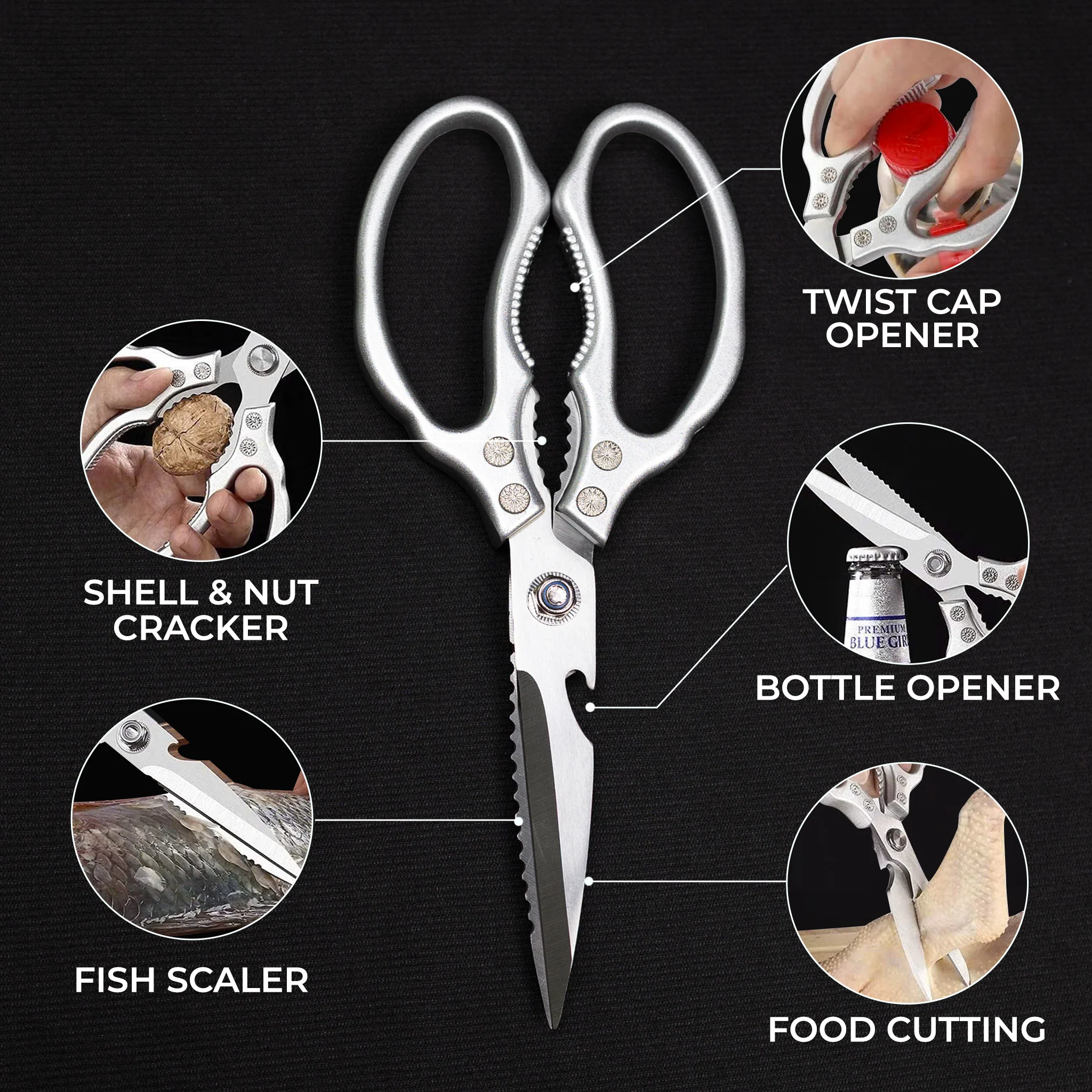 Pro Multi-Function Kitchen Scissors 230mm - Image 8