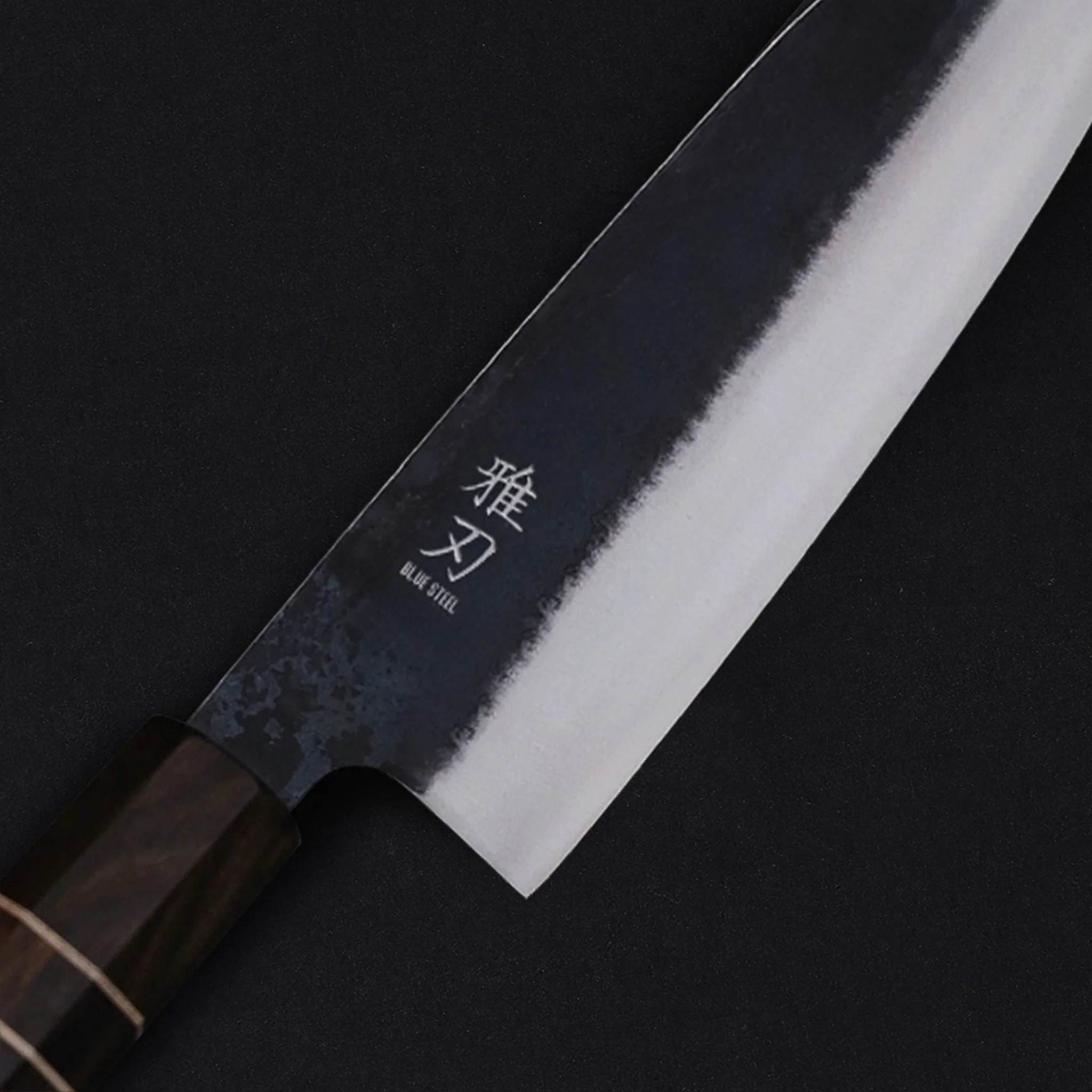 Santoku Blue Steel Ebony Wood Handle 170mm/6.7in - Image 3