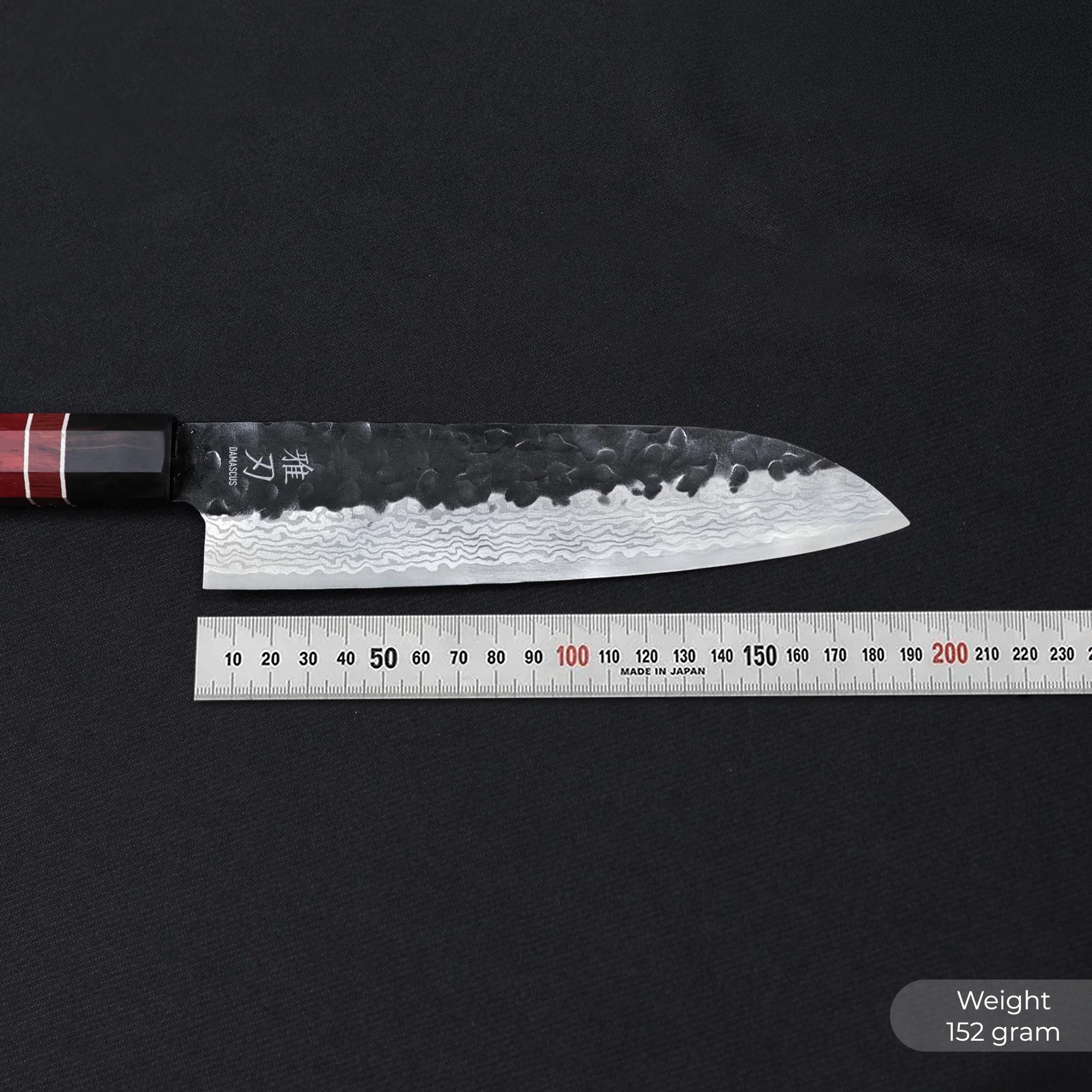 Santoku Knife - Damascus Ebony Wood Handle - Image 3