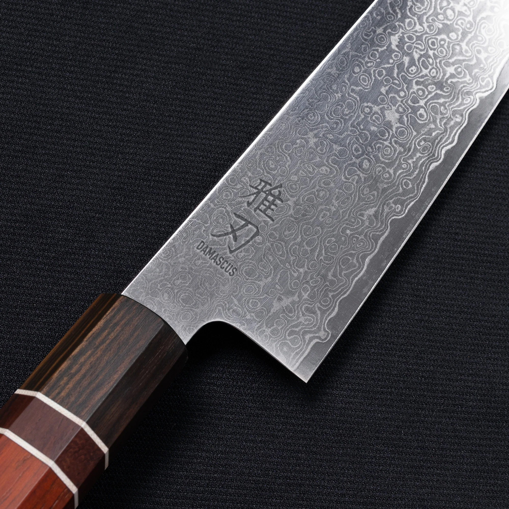 Petty Damascus VG10 Ebony Wood Handle - Image 3